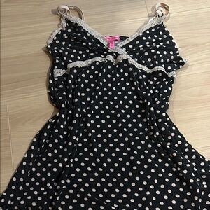 Vintage Betsey Johnson Black and White Polka Dot Night Dress